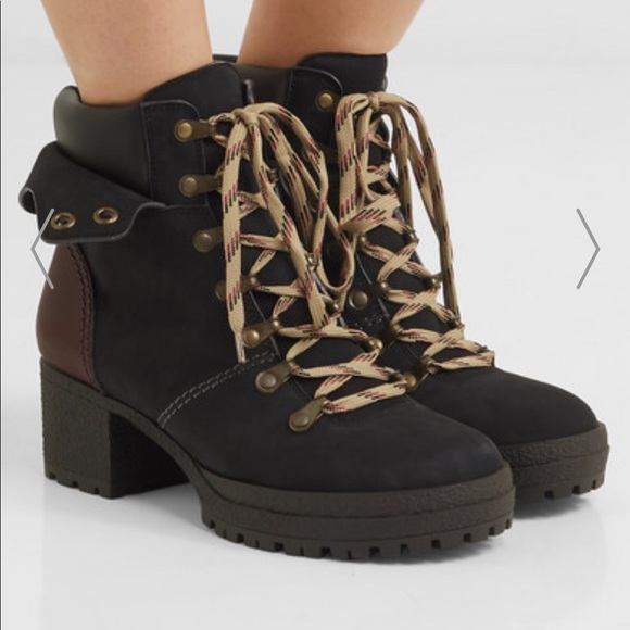 see by chloe leather trimmed ankle boots